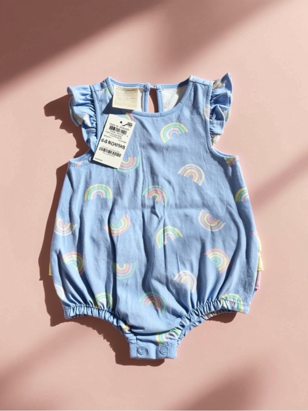Blue Romper -First Impressions -  Sleeveless Ruffle Onesie - Sz 3-6m - NWT